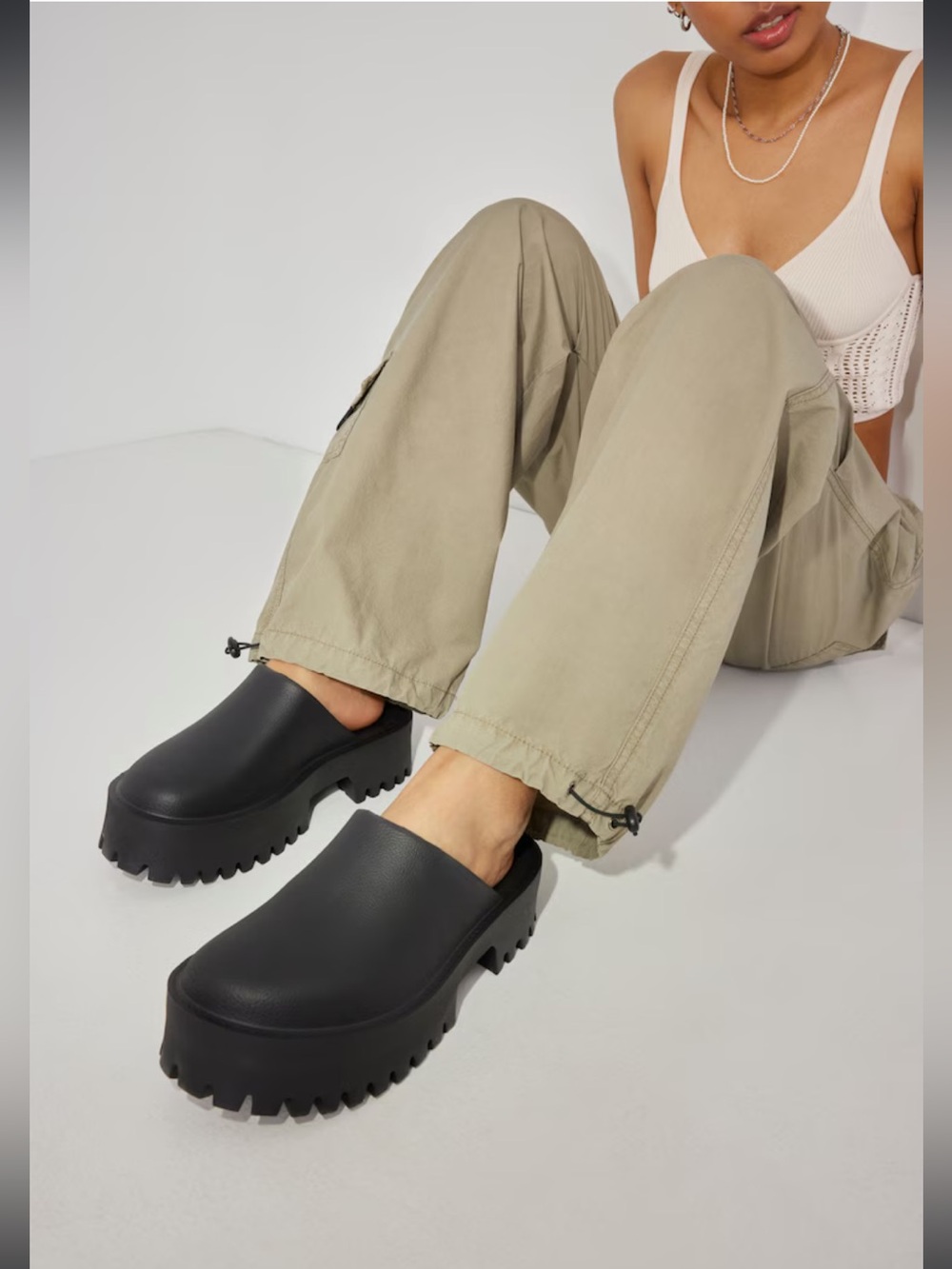 Jeffrey Campbell Clogge black platform mules, chunky lug sole. Size 6